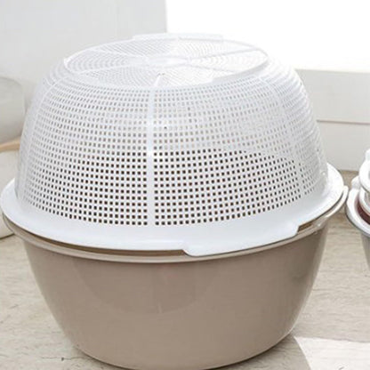 2 in 1 Kitchen Strainer Colander Bowls Set, Thickened Plastic Detachable Double Layer Drainage Basket Fruit Colander Draining Bowl Vegetable Washing Basket for Cleaning Washing(12 x 27cm