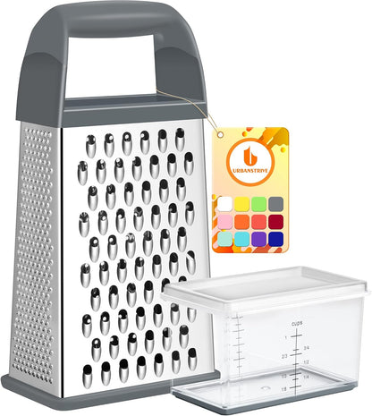 Cheese Grater With Container Box Grater Stainless Steel Kitchen Grey