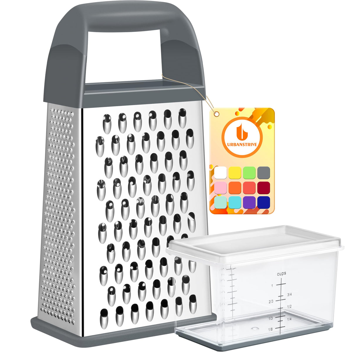 Cheese Grater With Container Box Grater Stainless Steel Kitchen Grey