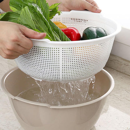Kitchen Colander, Fruit Colander Draining Bowl Plastic Thickened Double Layer Plastic Fruits Vegetables Washing Baskets for Kitchen and Living Room