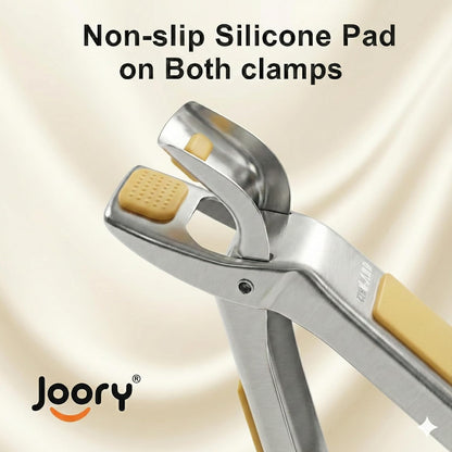 Heavy Duty Stainless Steel Hot Plate Gripper Tongs with Non-Slip Silicone Pads | Multi-Angle Anti-Scald Pan Grabber | Microwaves & Air Fryer Accessories | Rust, Heat Resistant Pot Clamp for Hot Dishes