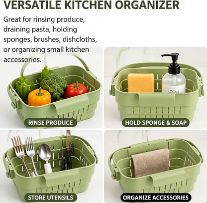 Foldable Hanging Sink Drain Basket Stretchable Kitchen Colander