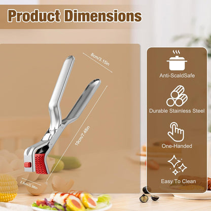 4pcs Hot Plate Grippers, Anti Scald Bowl Stainless Steel Holder Clip, Multi-Function Non Slip Hot Plate Gripper Tongs for Hot Foods, Pans, Air Fryer Baskets, Kitchen Cooking Must Haves