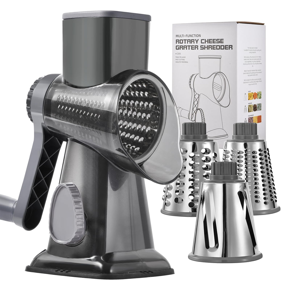 Cheese Grater Hand Crank Rotary Vegetables Shredder with Handle