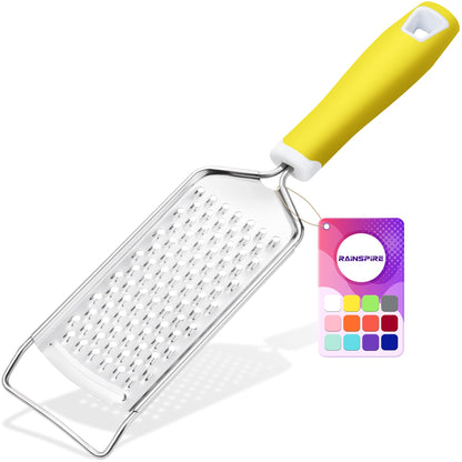 Rainspire Professional Cheese Graters for Kitchen Stainless Steel Handheld, Metal Lemon Zester Grater With Handle For Cheese, Chocolate, Spices, Kitchen Gadgets And Tools, Soft Grip Handle, Black