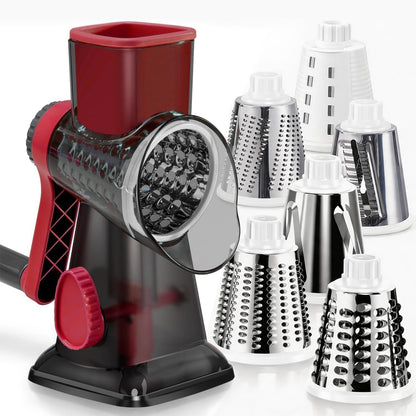 KEOUKE Rotary Cheese Grater, Hand Crank Shredder Slicer, Snow Cone Maker