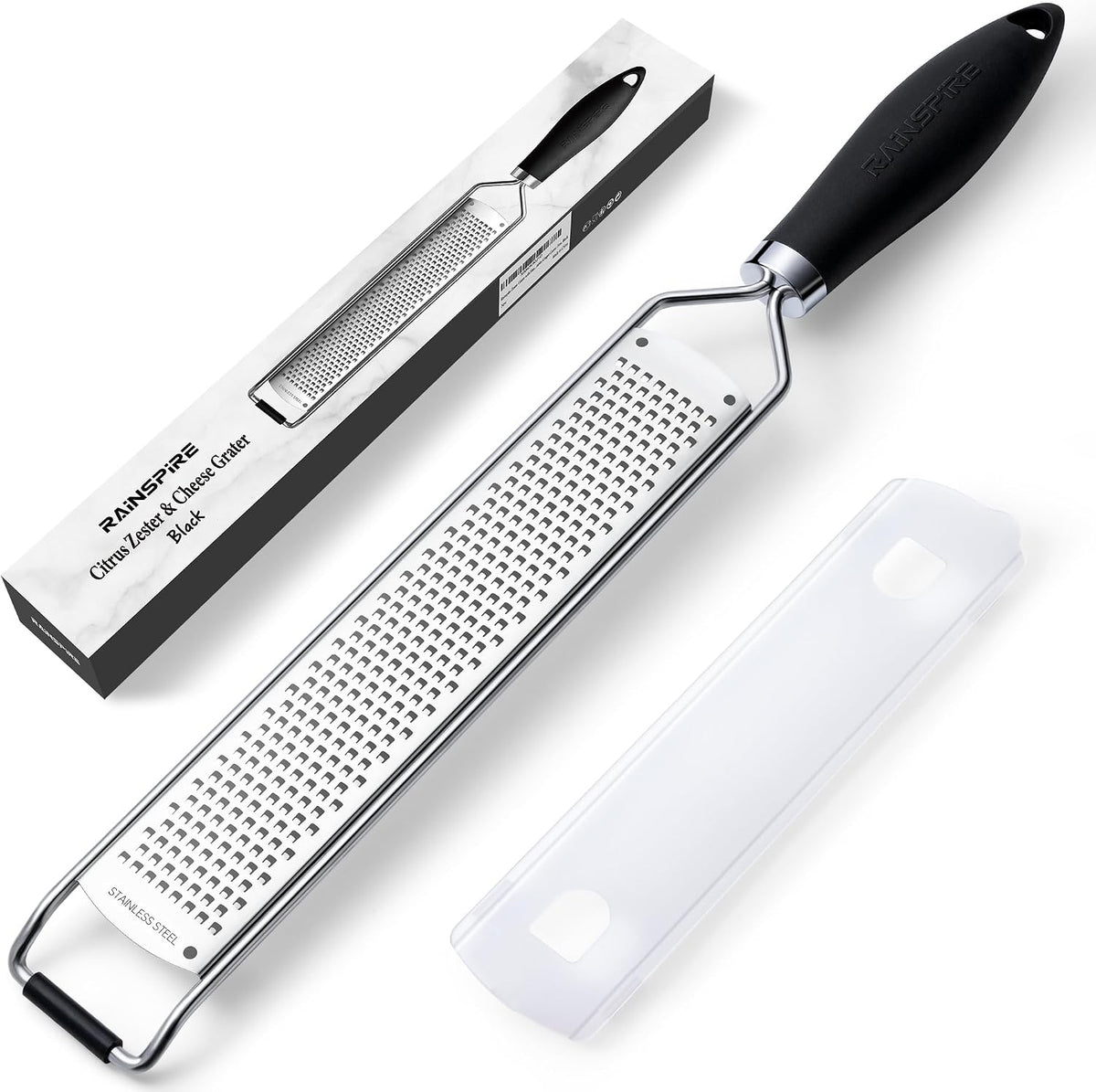 304 Stainless Steel Citrus Lemon Zester Spice Ginger Garlic Grater Black