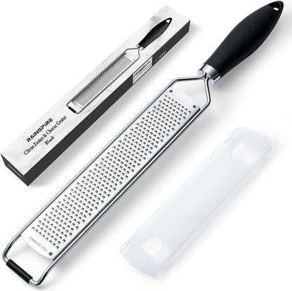 304 Stainless Steel Citrus Lemon Zester Spice Ginger Garlic Grater Black