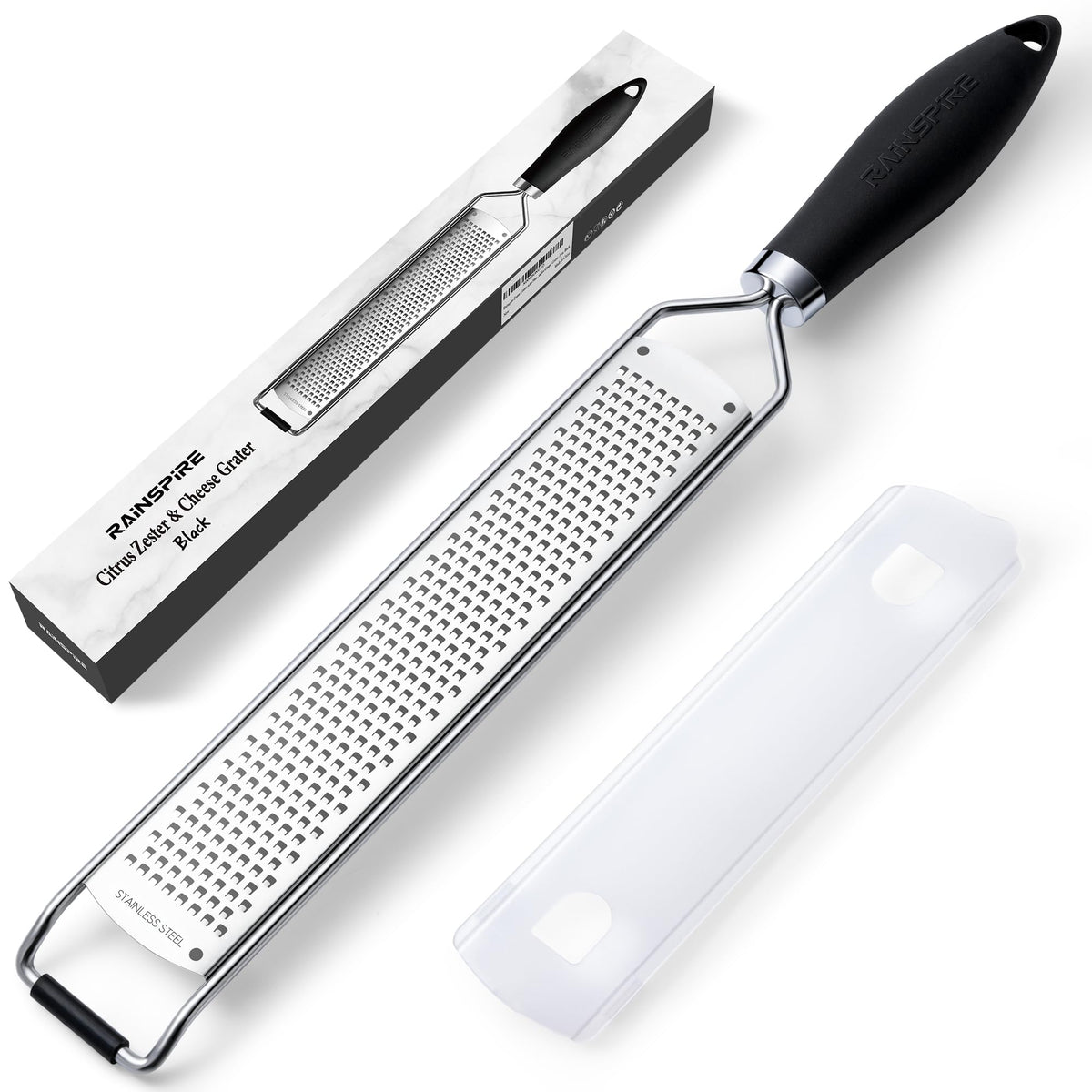 304 Stainless Steel Citrus Lemon Zester Spice Ginger Garlic Grater Black