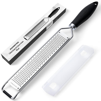 304 Stainless Steel Citrus Lemon Zester Spice Ginger Garlic Grater Black