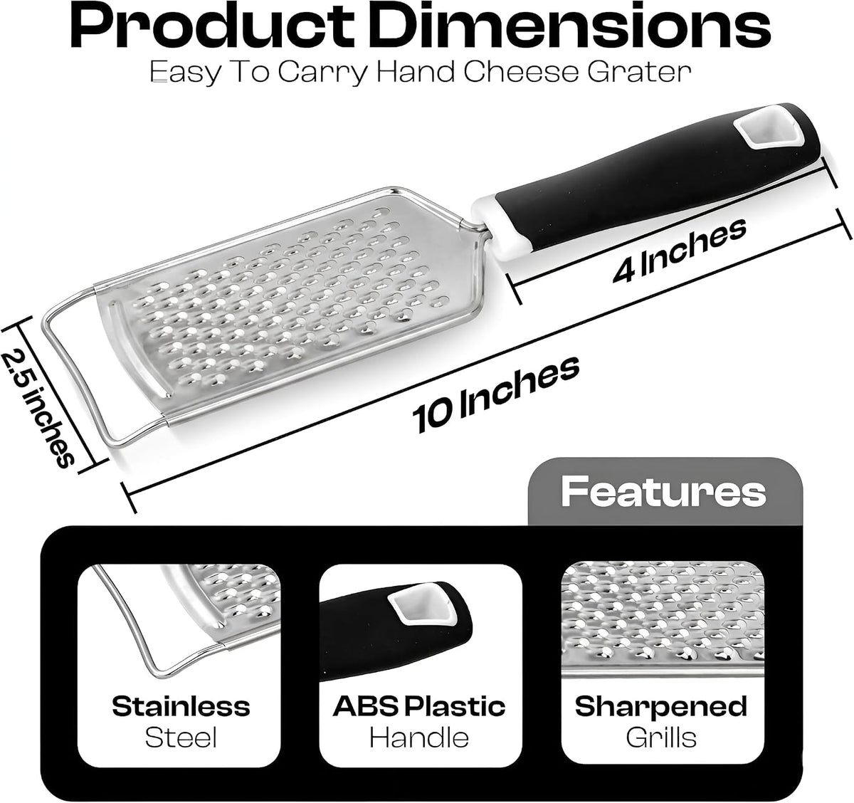 Handheld Cheese Grater & Cheese Shredder – Stainless Steel, Rust-Proof