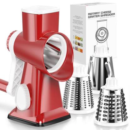 KEOUKE Rotary Cheese Grater, Hand Crank Shredder Slicer, Snow Cone Maker