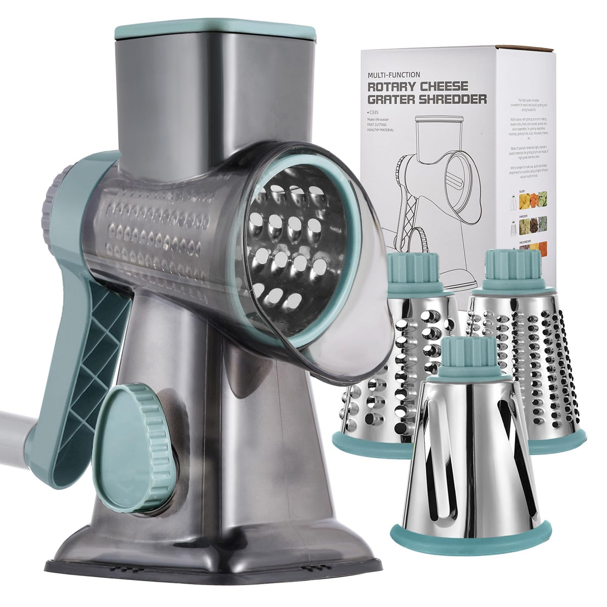 Cheese Grater Hand Crank Rotary Vegetables Shredder with Handle