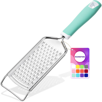Rainspire Professional Cheese Graters for Kitchen Stainless Steel Handheld, Metal Lemon Zester Grater With Handle For Cheese, Chocolate, Spices, Kitchen Gadgets And Tools, Soft Grip Handle, Black