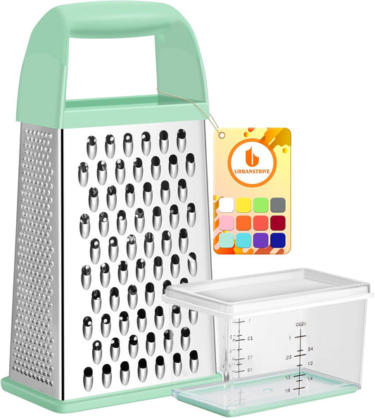 Cheese Grater With Container Box Grater Stainless Steel Kitchen Mint Green