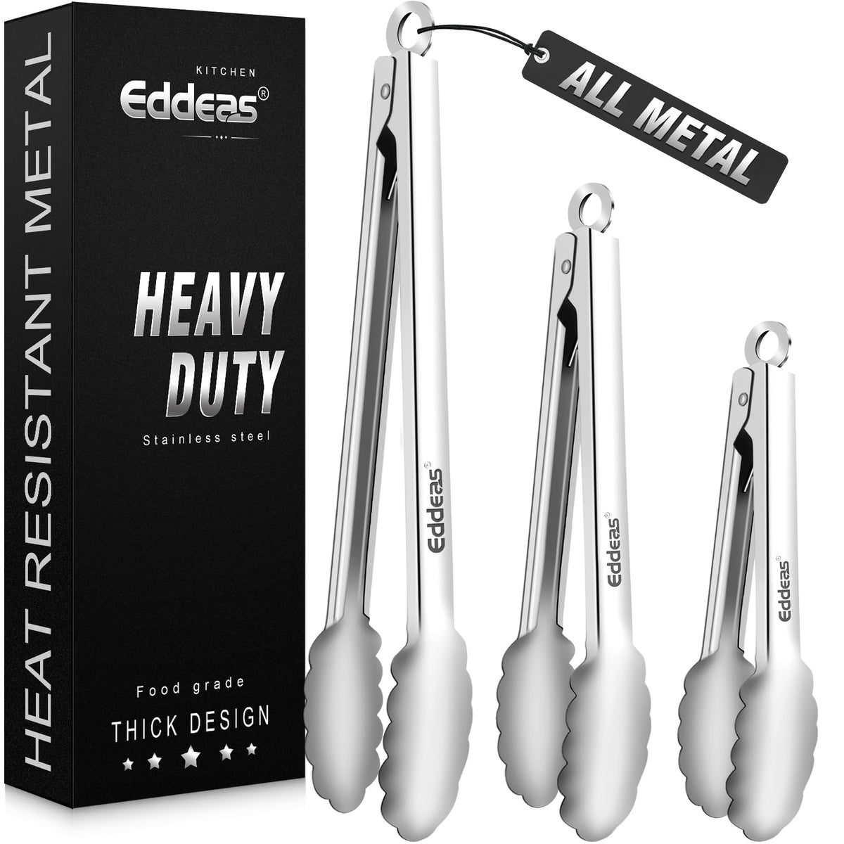 Kitchen Tongs Up To 600°F Silicone Tongs for Cooking 3Pcs 7,9,12 IN