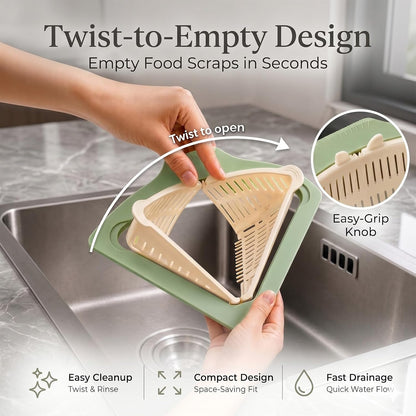2026 New Corner Sink Strainer, Honeydew Cream Two-Tone, Twist-Open Bottom