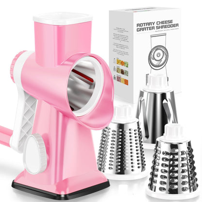 KEOUKE Rotary Cheese Grater, Hand Crank Shredder Slicer, Snow Cone Maker
