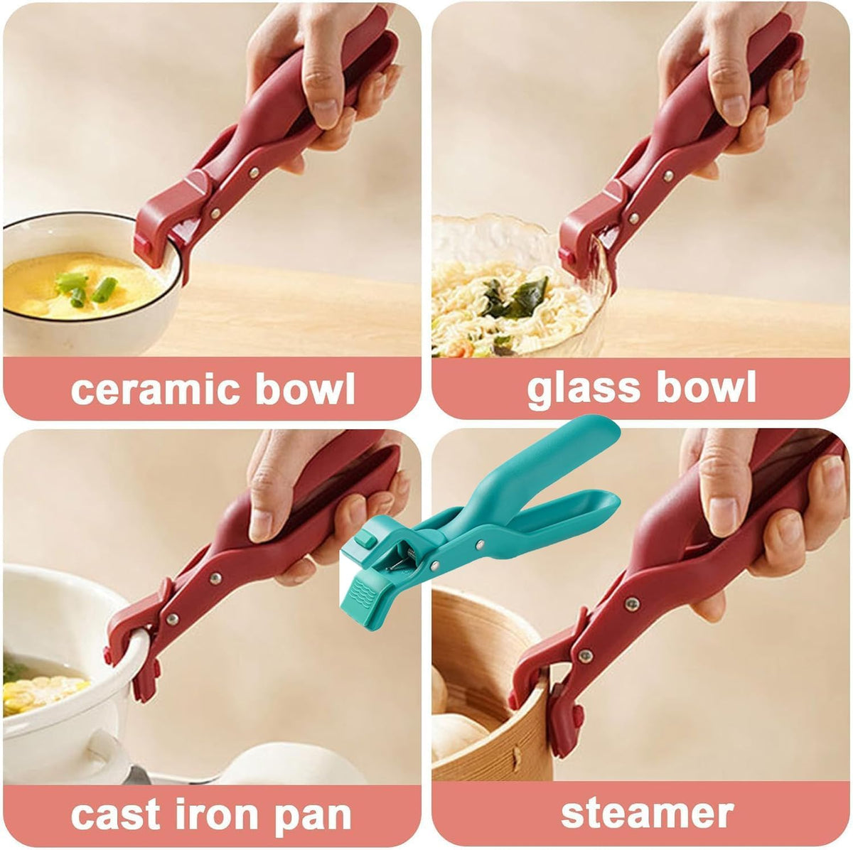 2 PCS Anti-Scald Bowl Clip, Hot Plate Gripper Lifters Tongs, Hot Bowl Dish Plate Gripper Clips Tongs Clamp Holder, 2025 Upgraded Silicone Anti Slip Clip, For Kitchen Dish Bowls Plates