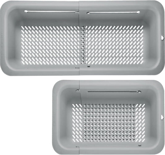 LASSHSWA Collapsible Colander for Kitchen, Over the Sink Strainer Basket for Kitchen, Fruit Pasta Food Strainer Expandable Plastic Colander BPA Free (Gray)