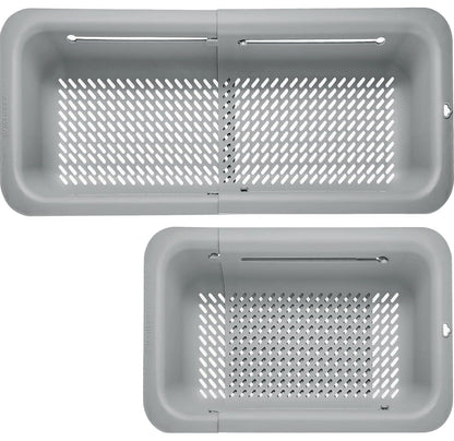 LASSHSWA Collapsible Colander for Kitchen, Over the Sink Strainer Basket for Kitchen, Fruit Pasta Food Strainer Expandable Plastic Colander BPA Free (Gray)