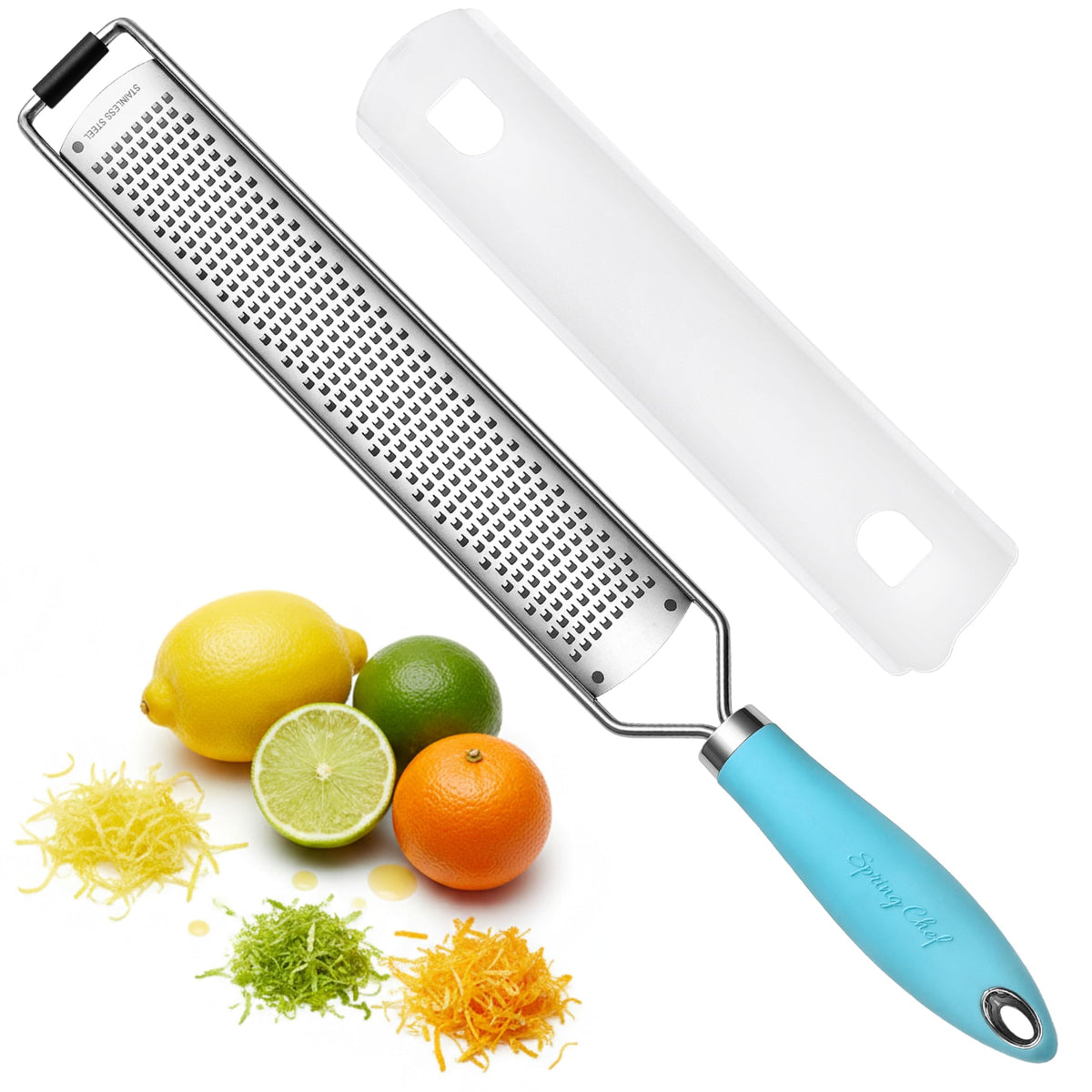 Spring Chef Stainless Steel Lemon Zester - Garlic & Ginger Grater - Black