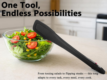 Professional Stainless Steel Kitchen Tongs, Dishwasher safe 12'' Black