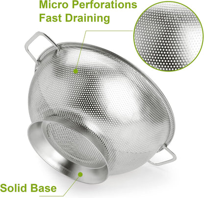 Gulex Colander Stainless Steel 3-Quart, Strainer Kitchen, Dishwasher Safe