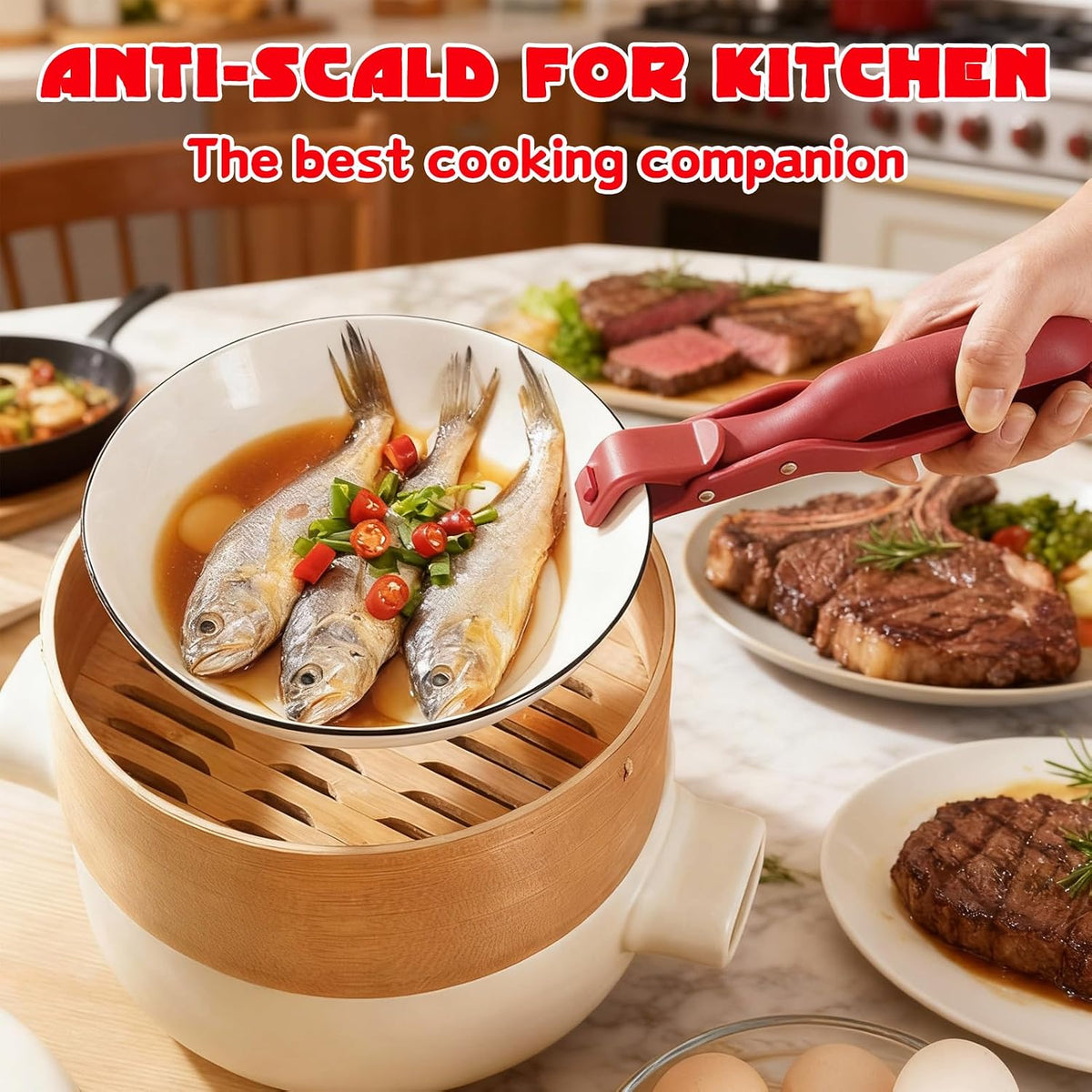Hot Plate Gripper Lifters Tongs, Hot Plate Gripper Tongs, Multi-function Anti-Scald Bowl Clip,Silicone Non-slip Hot Dish Plate Holder for Bowls,Pans,Dishes, Kitchen Utensil (3Pcs)
