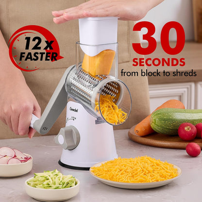 Geedel Rotary Cheese Grater Hand Crank, Cheese Shredder Vegetable Slicer
