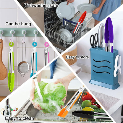7 Pack Kitchen Tongs,7 Inch Stainless Steel Cooking Tongs