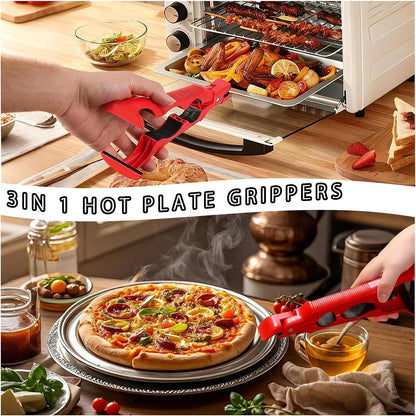 4PCS Hot Plate Grippers, Anti Scald Bowl Clip, Bowl Dish Plate Grabber Clips Tongs Clamp Holder with 2 Silicone Sleeves & 1cleaning brush, New Hot Plate Grippers Tongs for Microwave, Air Fryer & Oven