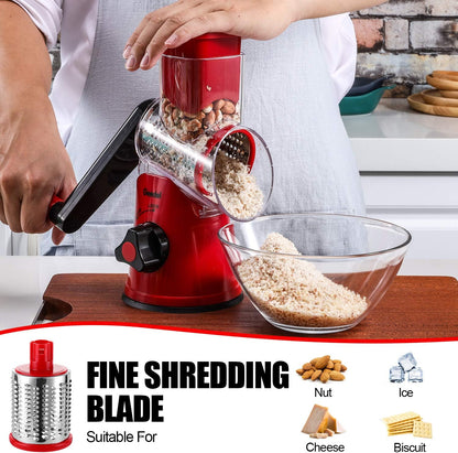 Geedel Rotary Cheese Grater Hand Crank, Cheese Shredder Vegetable Slicer