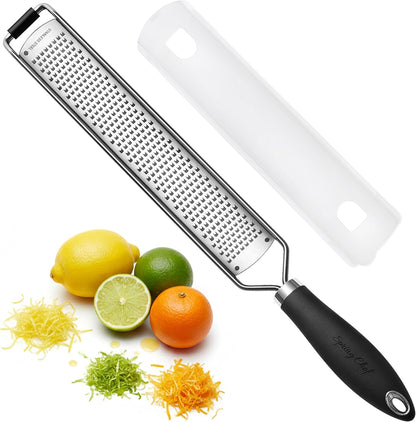 Spring Chef Stainless Steel Lemon Zester - Garlic & Ginger Grater - Black