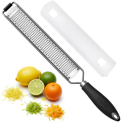 Spring Chef Stainless Steel Lemon Zester - Garlic & Ginger Grater - Black