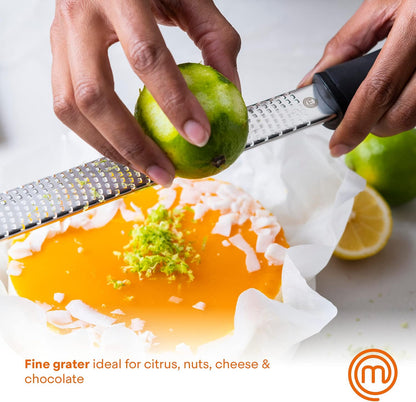 MasterChef Lemon Zester Grater with Handle, Stainless Steel, Non Slip Grip