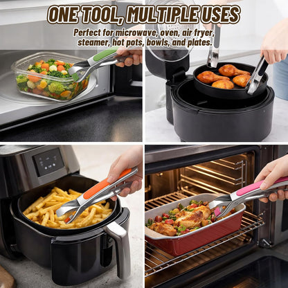 5 Pcs Stainless Steel Hot Plate Gripper Tong with Silicone Pad
