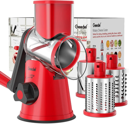 Geedel Rotary Cheese Grater Hand Crank, Cheese Shredder Vegetable Slicer