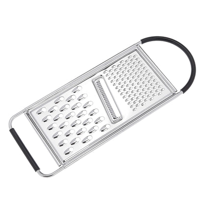 Amazon Basics Cheese Grater with Handle, Stainless Steel Zester, Easy to Clean, Dishwasher Safe, Rectangular, Non-Slip, Multifunction Tool for Kitchen Prep, Vegetables, Black