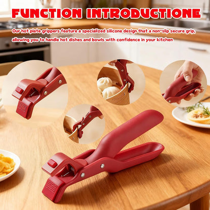Hot Plate Gripper Lifters Tongs, Hot Plate Gripper Tongs, Multi-function Anti-Scald Bowl Clip,Silicone Non-slip Hot Dish Plate Holder for Bowls,Pans,Dishes, Kitchen Utensil (3Pcs)