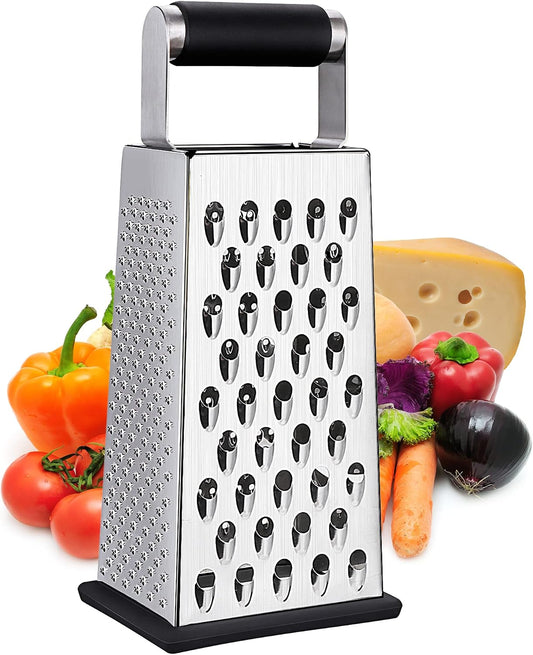 Kaishun Cheese Grater, 4-Sided Box Grater for Cheese, Vegetable & Fruit