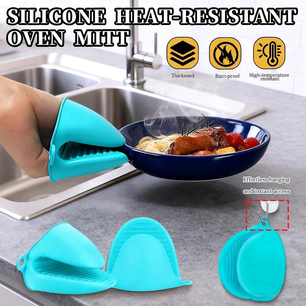 4PCS Hot Plate Grippers, Anti Scald Bowl Clip, Bowl Dish Plate Grabber Clips Tongs Clamp Holder with 2 Silicone Sleeves & 1cleaning brush, New Hot Plate Grippers Tongs for Microwave, Air Fryer & Oven