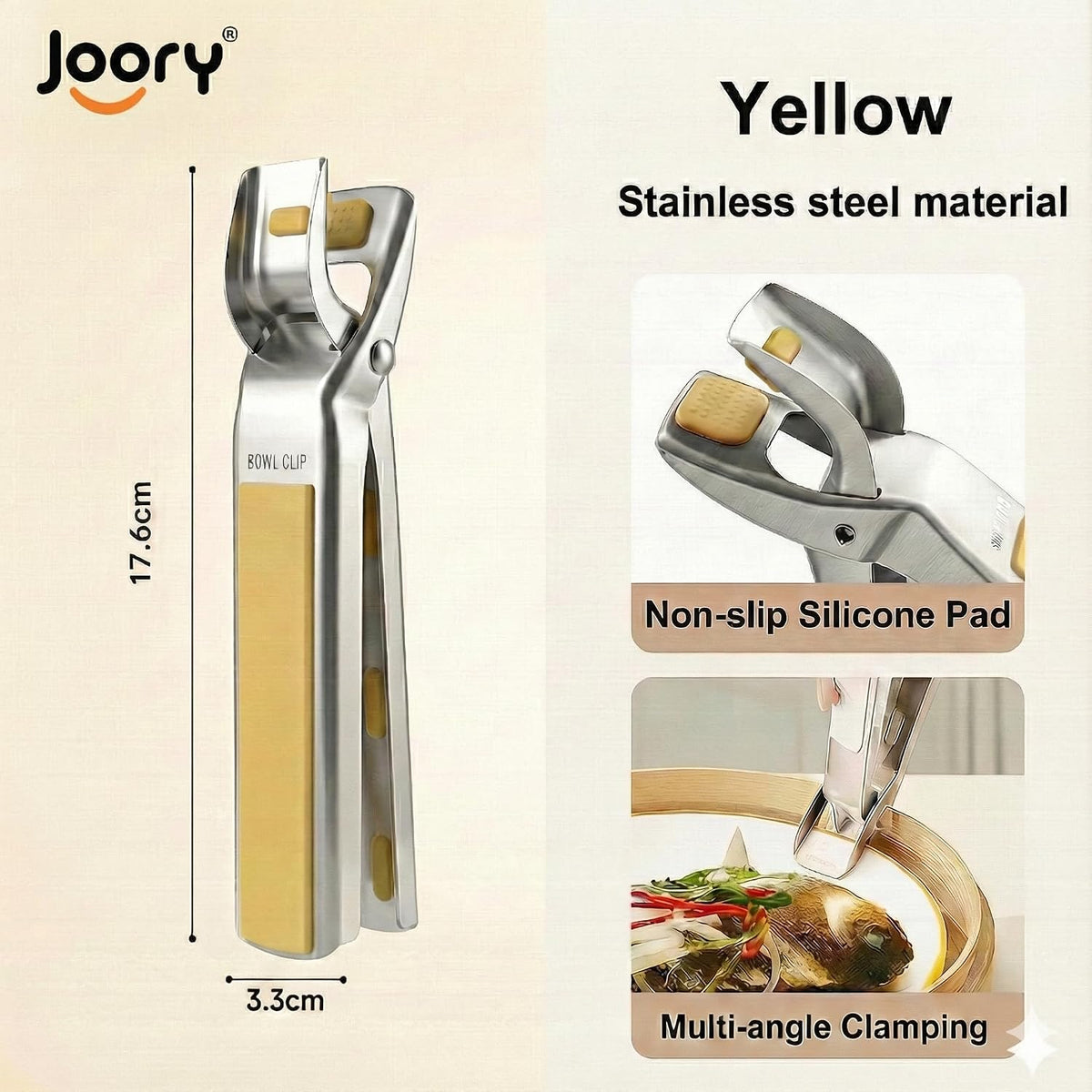Heavy Duty Stainless Steel Hot Plate Gripper Tongs with Non-Slip Silicone Pads | Multi-Angle Anti-Scald Pan Grabber | Microwaves & Air Fryer Accessories | Rust, Heat Resistant Pot Clamp for Hot Dishes