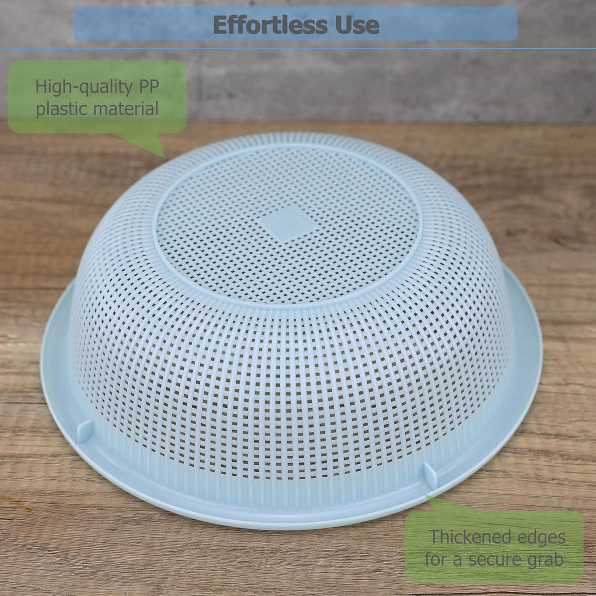 EIKS 3 Pack Plastic Colander Baskets Mesh Sieve, 10-inch Diameter