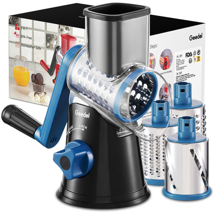 Geedel Rotary Cheese Grater Hand Crank, Cheese Shredder Vegetable Slicer