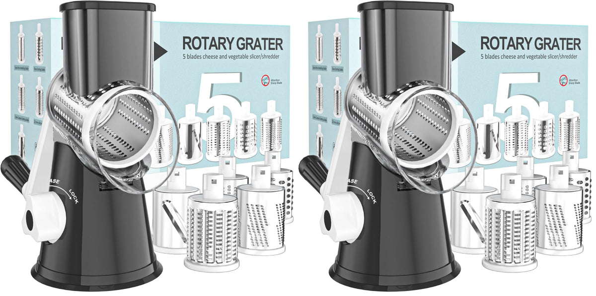Cambom Rotary Cheese Grater Hand Crank Cheese Shredder, Black