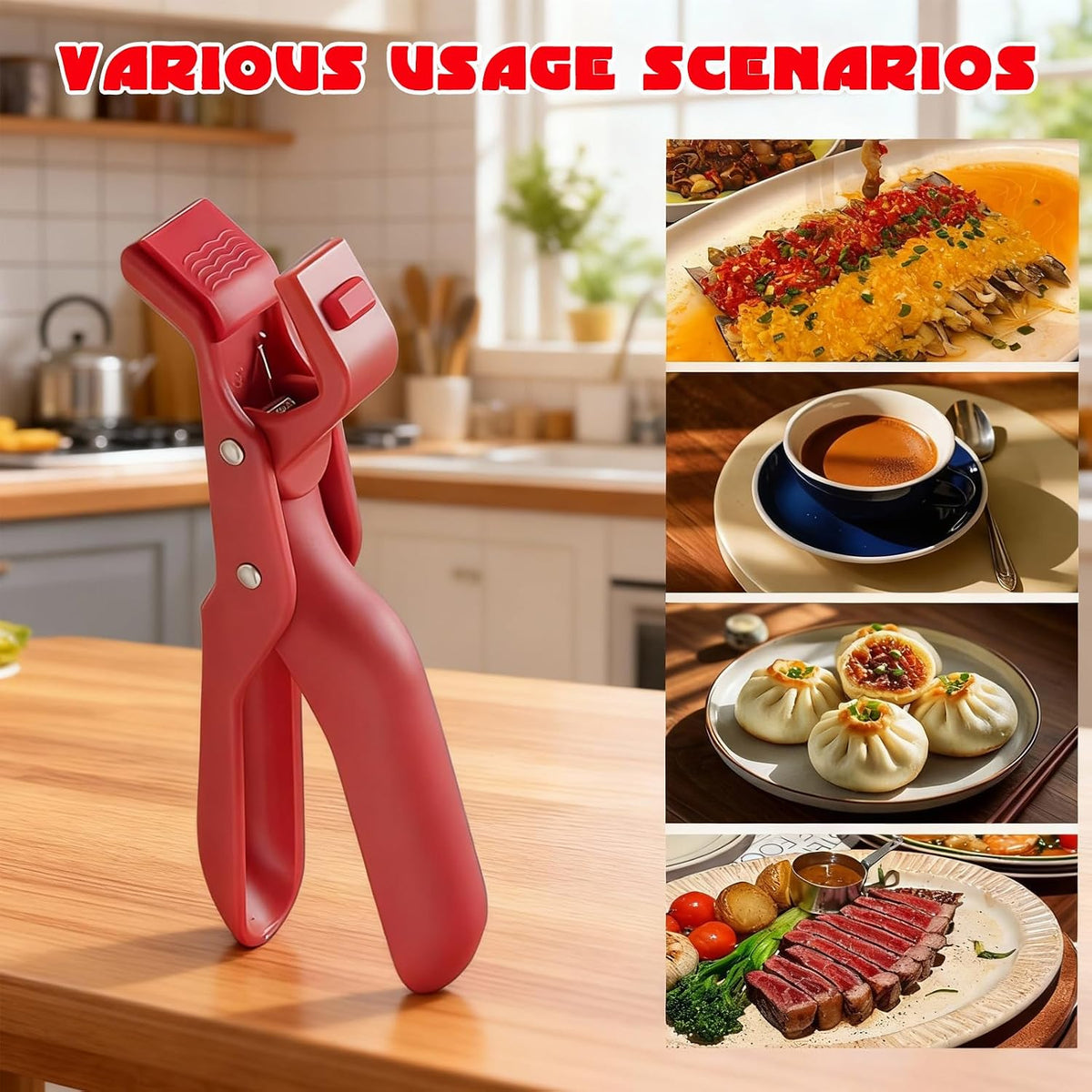 Hot Plate Gripper Lifters Tongs, Hot Plate Gripper Tongs, Multi-function Anti-Scald Bowl Clip,Silicone Non-slip Hot Dish Plate Holder for Bowls,Pans,Dishes, Kitchen Utensil (3Pcs)