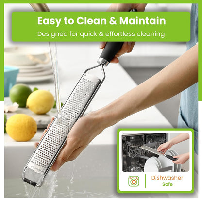 Spring Chef Stainless Steel Lemon Zester - Garlic & Ginger Grater - Black
