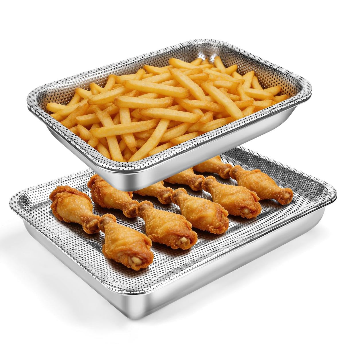 9.45’’ 10.23’’ Oil Filter Trays, Stainless Steel Air Fryer Mesh Pan