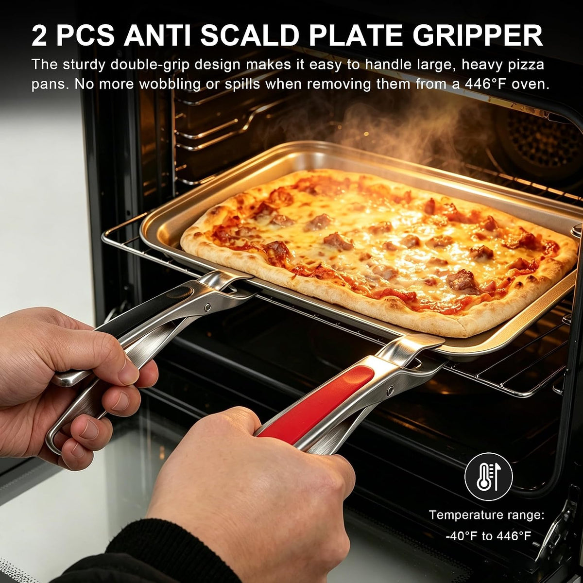 2Pcs Hot Plate Gripper, Anti Scald Bowl Holder with Silicone Pads